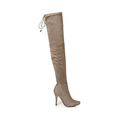 Quiz Mocha Faux Suede Over The Knee Boots